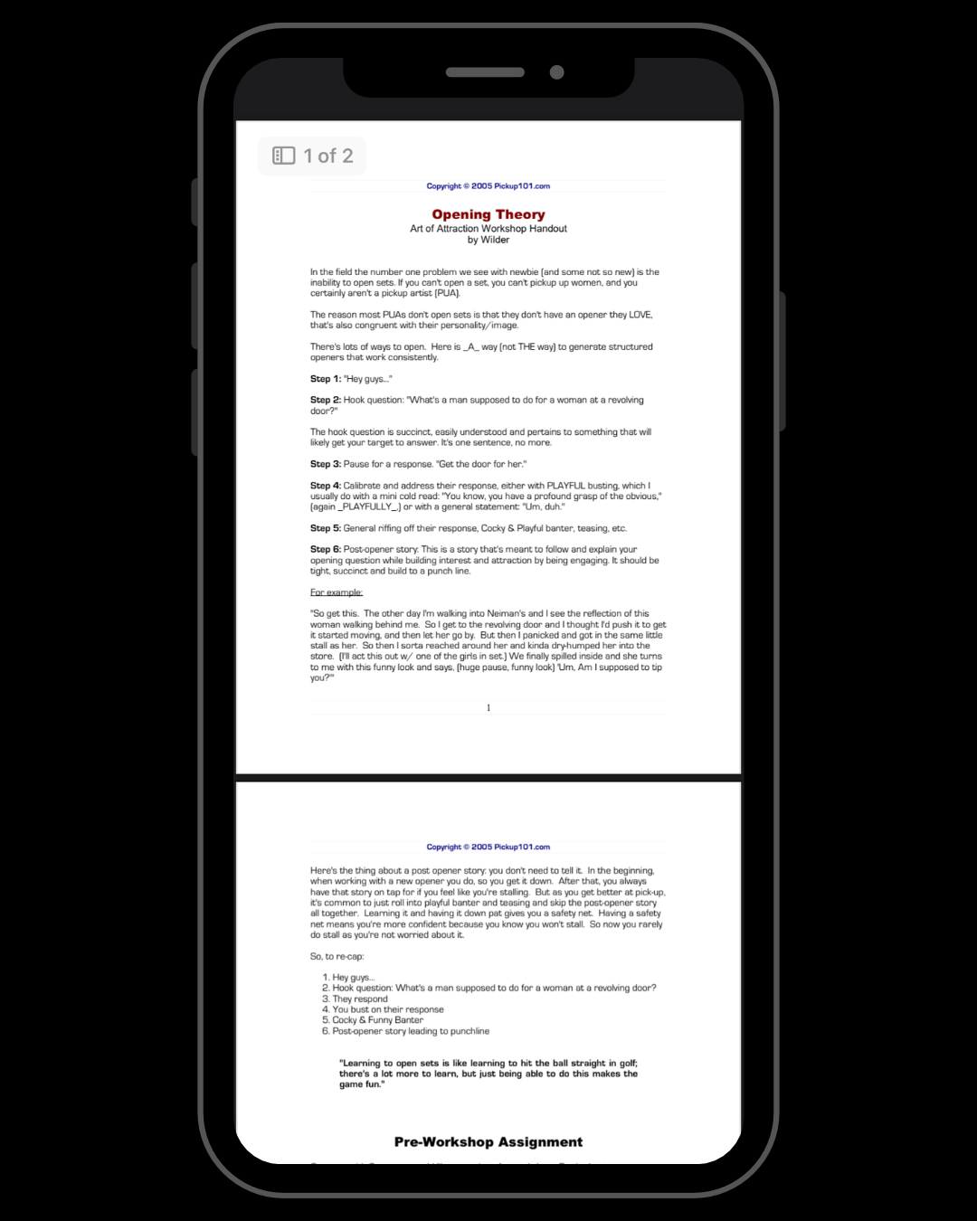 Opening Theory: Art of Workshop Handout