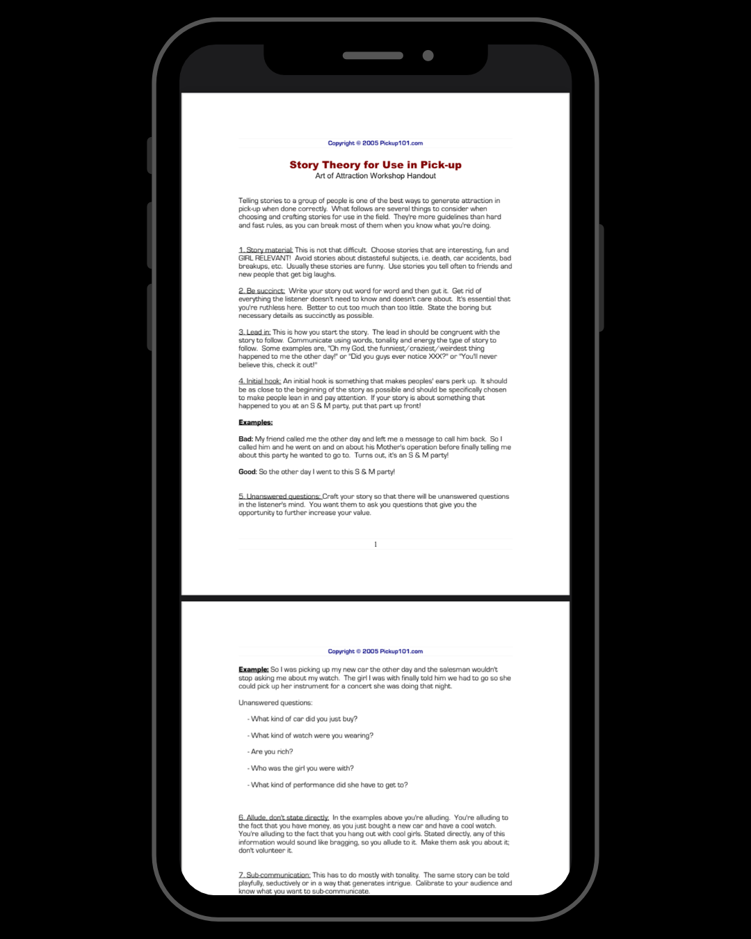 Story Theory for Use in Pick-Up